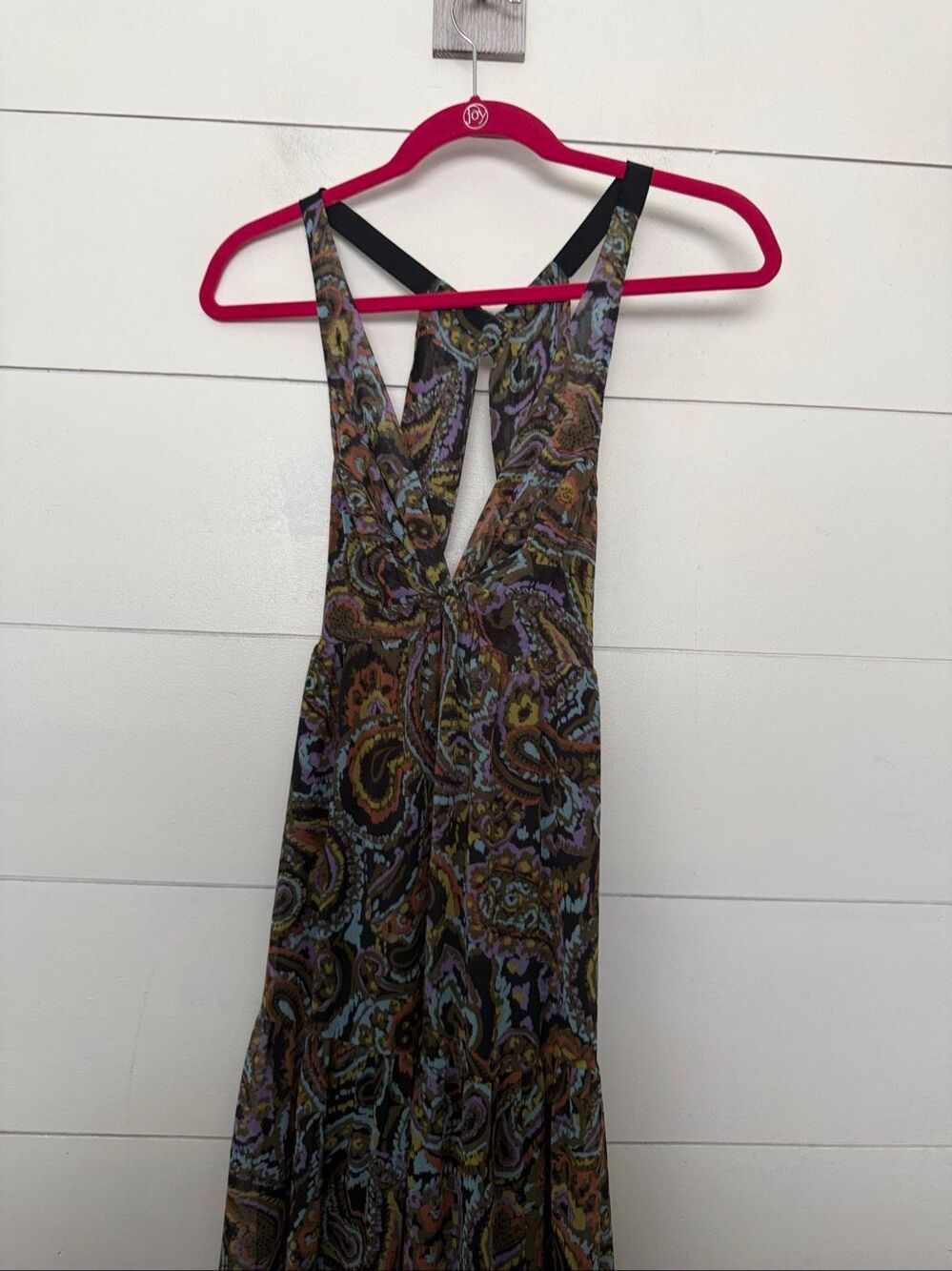 Moda International Women’s 8 Black Paisley Vneck Maxi Dress Y2K 90s 2000s Vintag